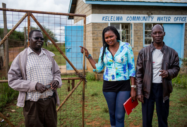 Kenya- team members and Rachel in front of Kelelwa Community Water Office