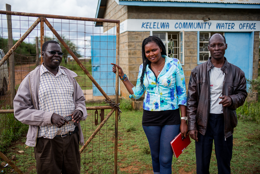 Kenya- team members and Rachel in front of Kelelwa Community Water Office